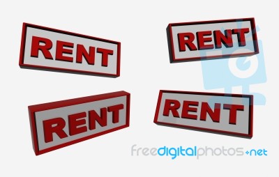 Rent 3D Sign Stock Image