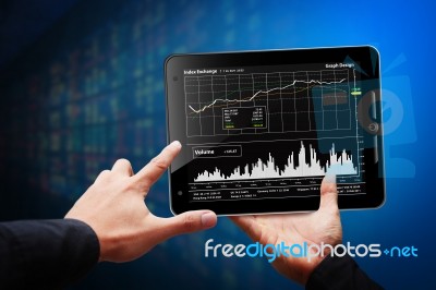 Report Graph On Tablet Pc Stock Photo