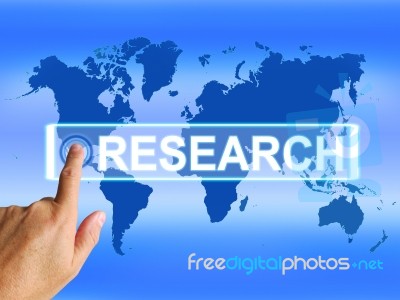 Research Map Represents Internet Researcher Or Researched Analyz… Stock Image