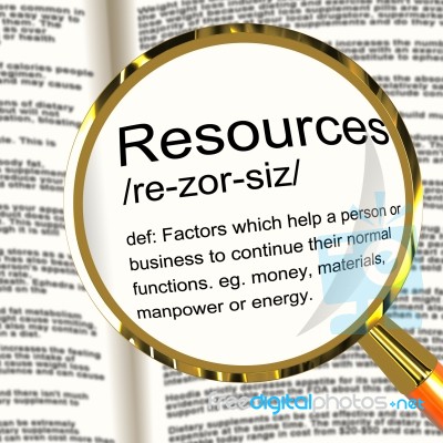 Resources Definition Magnifier Stock Image