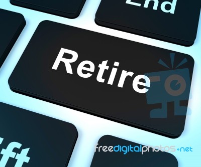 Retire Key Shows Retirement Planning Online Stock Image