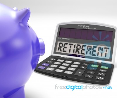 Retirement On Calculator Shows Pensioner Retired Decision Stock Image