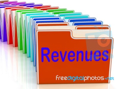 Revenues Folders Mean Business Income And Earnings Stock Image