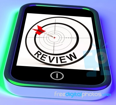 Review Smartphone Shows Feedback Evaluation And Assessment Stock Image