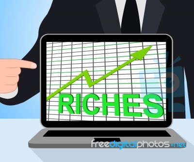 Riches Chart Graph Displays Increase Cash Wealth Revenue Stock Image