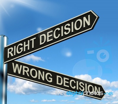 Right Or Wrong Decision Signpost Stock Image