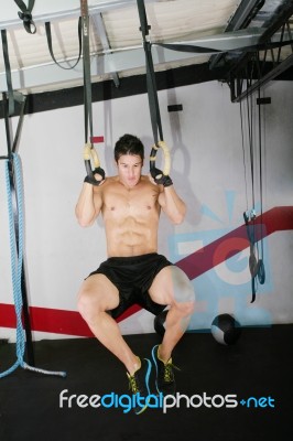 Ring Dip Crossfit Exercise Stock Photo