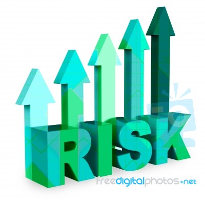 Risk Arrows Show Caution And Danger 3d Rendering Stock Image - Royalty