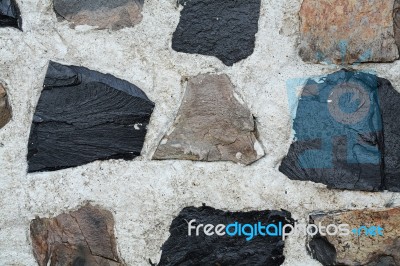 Rock Texture On Cement Wall Stock Photo