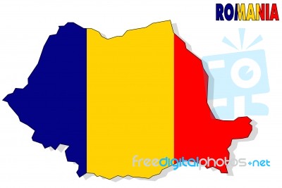 Romania Map Flag Stock Image