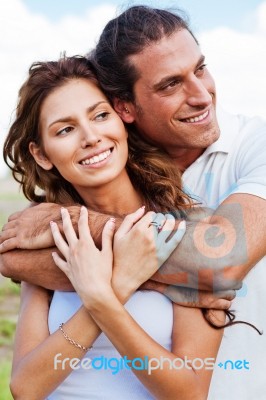 Romantic Couple Embracing Stock Photo