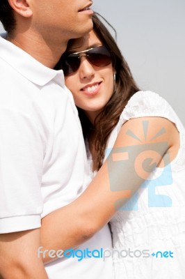Romantic Couple Hugging Stock Photo