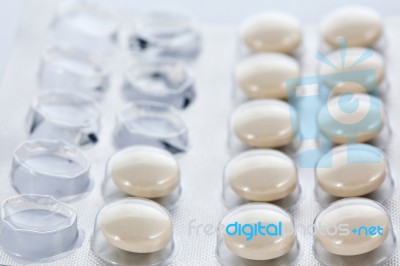 Round Pills In Blister Pack Stock Photo