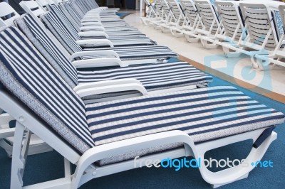Row Of Sunlounger Stock Photo