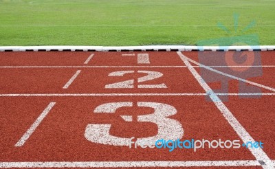 Running Track In Stadium Stock Photo