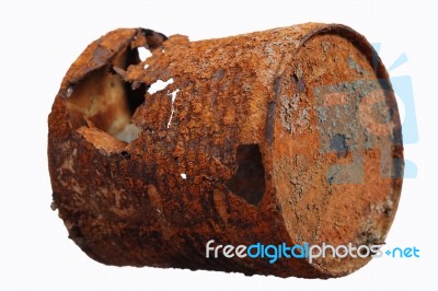 Rusty Can Isolated On White Background Stock Photo
