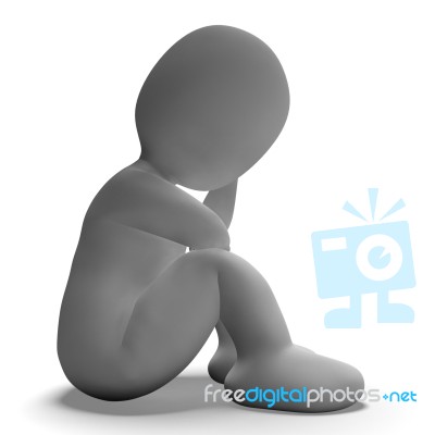 Sad And Unhappy 3d Character Showing Stress Stock Image Sad And Unhappy 3d Character Showing Stress Stock Image