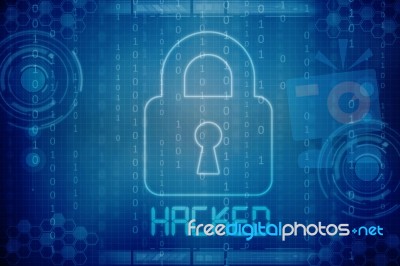 Safety Concept: Closed Padlock On Digital Background Stock Image