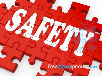 Safety Puzzle Showing Company Security Stock Image