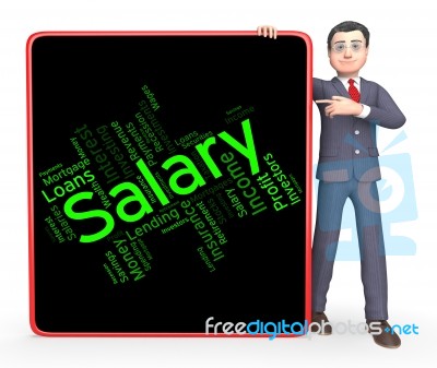 Salary Word Shows Pay Salaries And Employees Stock Image