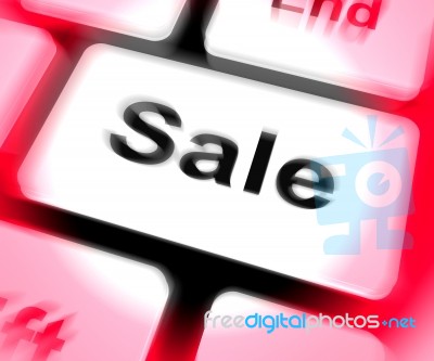 Sales Keyboard Shows Promotions And Deals Stock Image