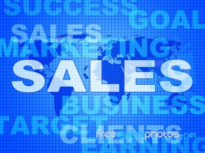 Sales Words Represents Corporation Sell And Promotion Stock Image