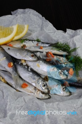 Salted Sprats Stock Photo