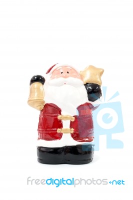 Santa Clause Model Figure Toy Isolated On White Background Stock Photo