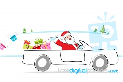 Santa In Car Stock Image