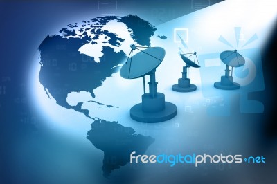 Satellite Dish For Telecommunications And World Stock Image