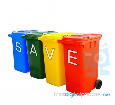Save Wording On Recycle Bin Stock Photo