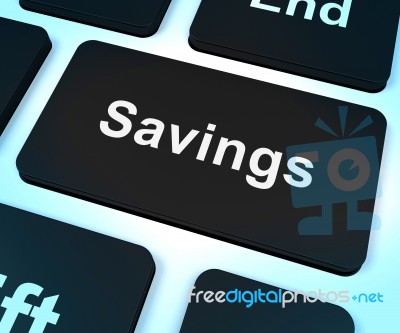 Savings Computer Key Representing Growth And Investment Stock Image