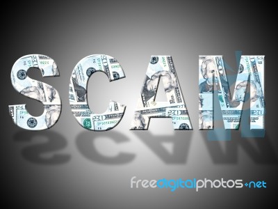 Scam Dollars Shows United States And American Stock Image