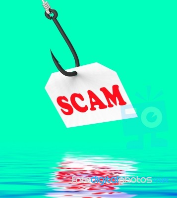 Scam On Hook Displays Schemes Or Deceits Stock Image
