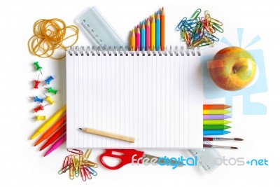 School And Office Supplies Frame Stock Photo