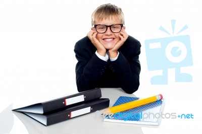 School Boy Wearing Eyeglass Stock Photo