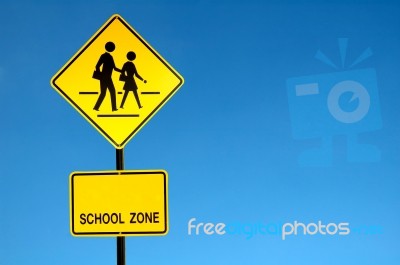 School Zone Sign Stock Photo