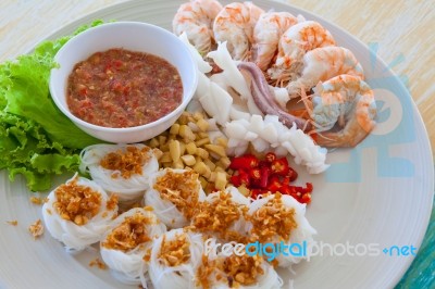 Seafood And Noodles Stock Photo