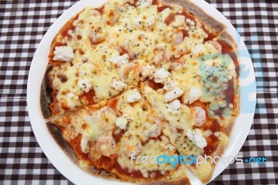 Seafood Pizza Stock Photo