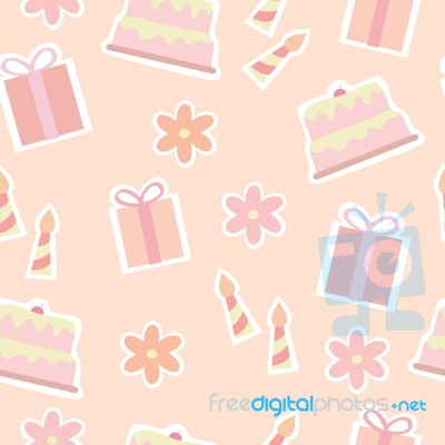 Seamless Pattern Of Birthday Elements Background,  Illustration Stock Image