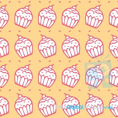Seamless Pattern Of  Cupcake Illustration Background Stock Image