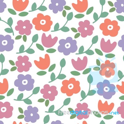 Seamless Pattern Of Flower Illustration Background Stock Image