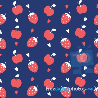 Seamless Pattern Of  Fruit Illustration Background Stock Image