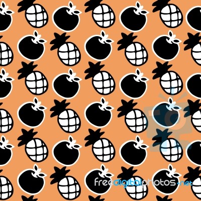 Seamless Pattern Of Fruit Illustration Background Stock Image