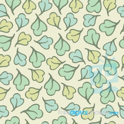 Seamless Pattern Of Green Leaves, Illustration Background Stock Image