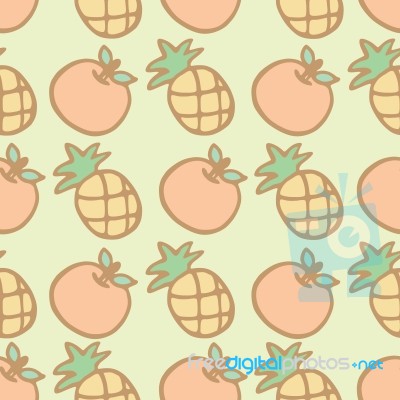 Seamless Pattern Of Pineapple And Orange Illustration Background… Stock Image