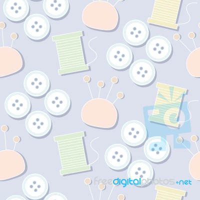 Seamless Pattern Of Sewing Tools Illustration Background Stock Image