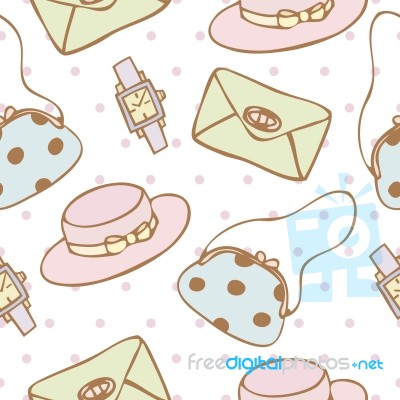 Seamless Pattern Of Woman Accessories Illustration Background Stock Image