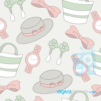 Seamless Pattern Of Woman Accessories Illustration Background Stock Image