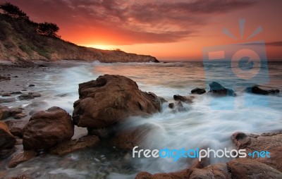 Seascape With Sunrise Stock Photo